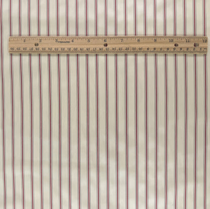 Polyester Lining - Ivory & Red Stripe - Deadstock