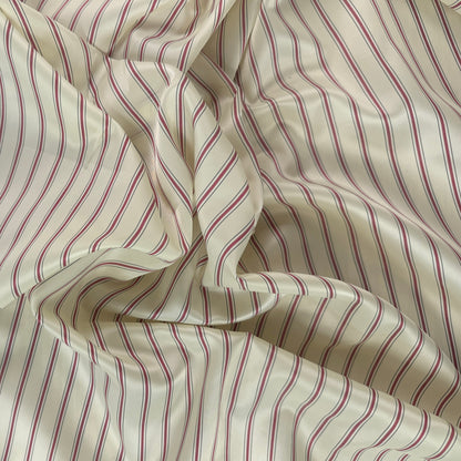 Polyester Lining - Ivory & Red Stripe - Deadstock