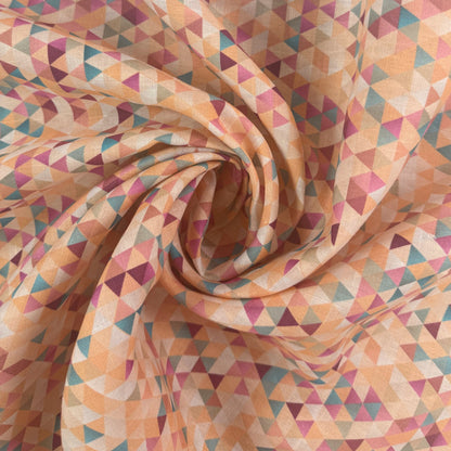 European Linen - Peach Geometric Triangles - 60"