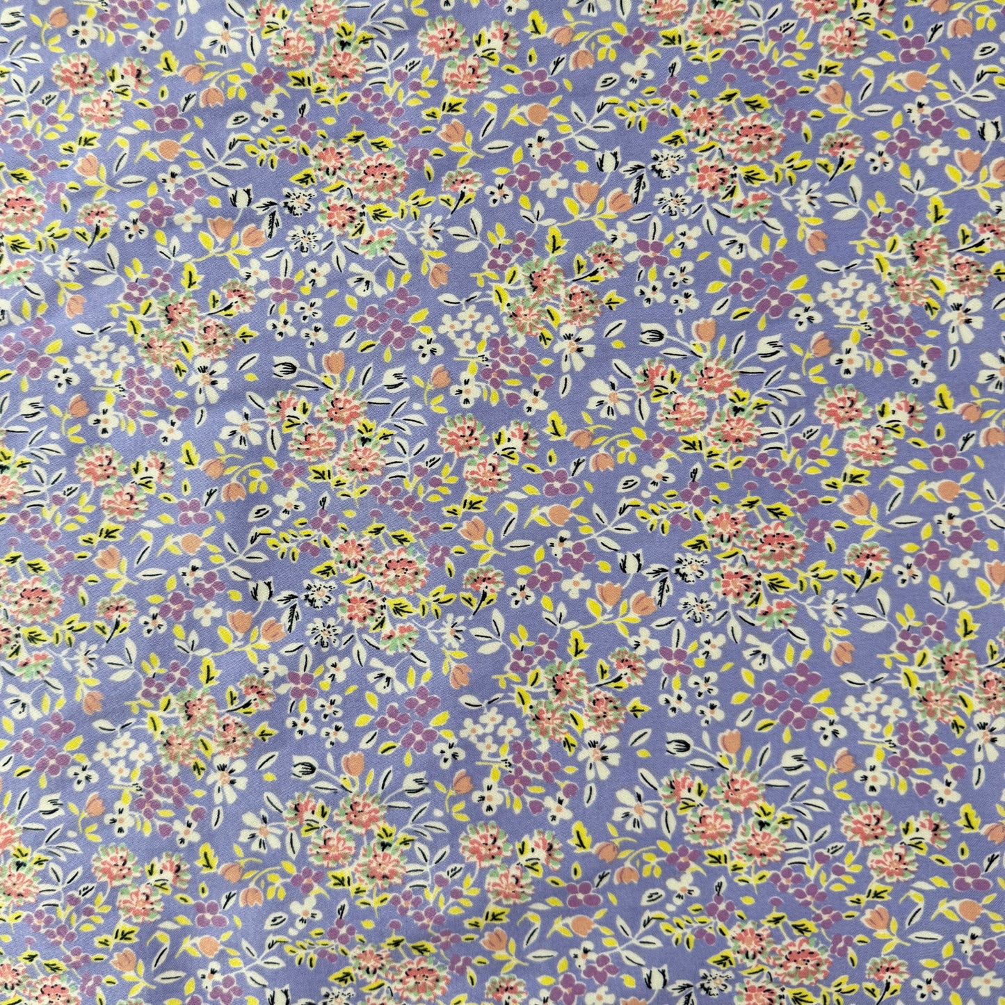 Stretch Cotton Woven - Purple Florals - Deadstock