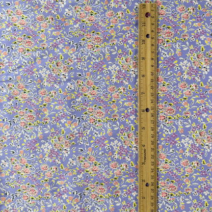 Stretch Cotton Woven - Purple Florals - Deadstock