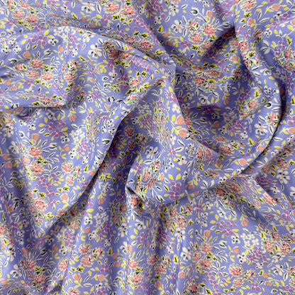 Stretch Cotton Woven - Purple Florals - Deadstock