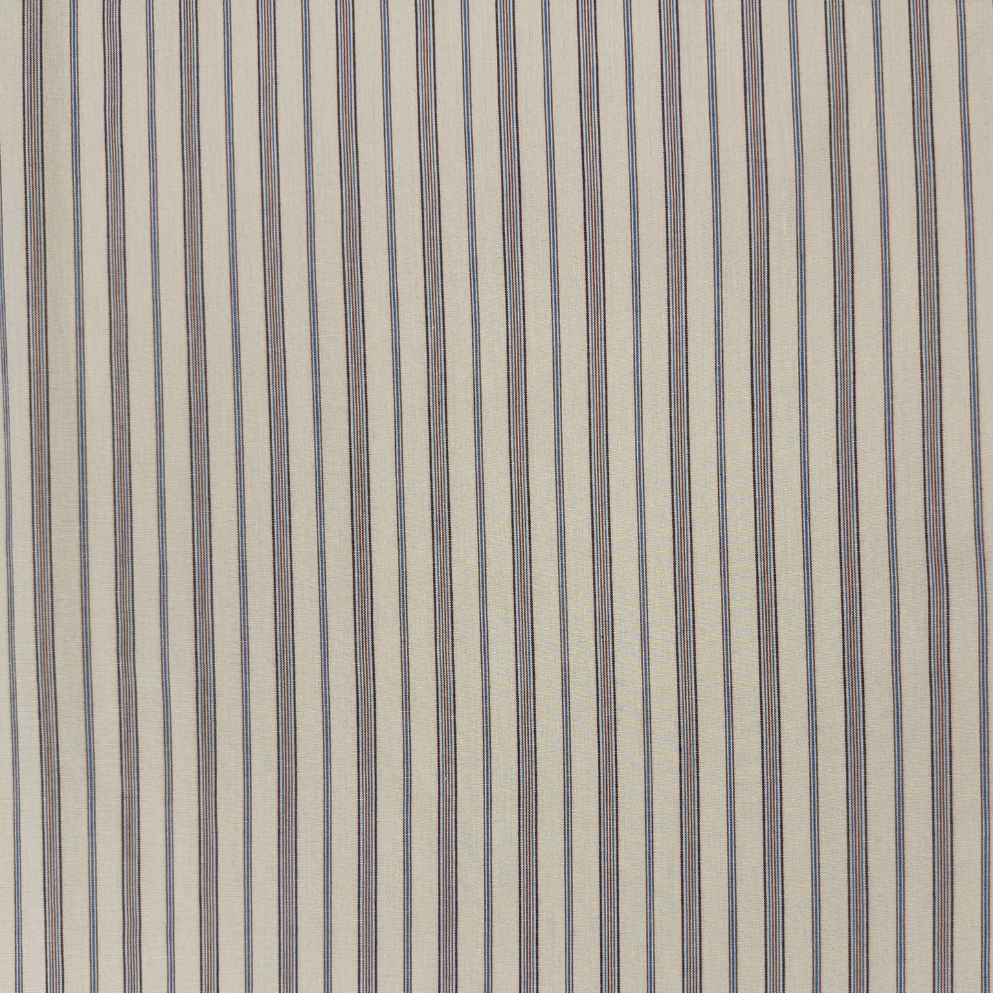 Yarn Dyed Cotton Shirting - Ivory, Blue & Red Stripe - Deadstock