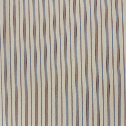 Yarn Dyed Cotton Shirting - Ivory, Blue & Red Stripe - Deadstock