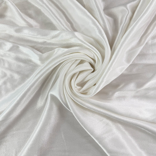 Viscose Satin Twill - White  - Deadstock
