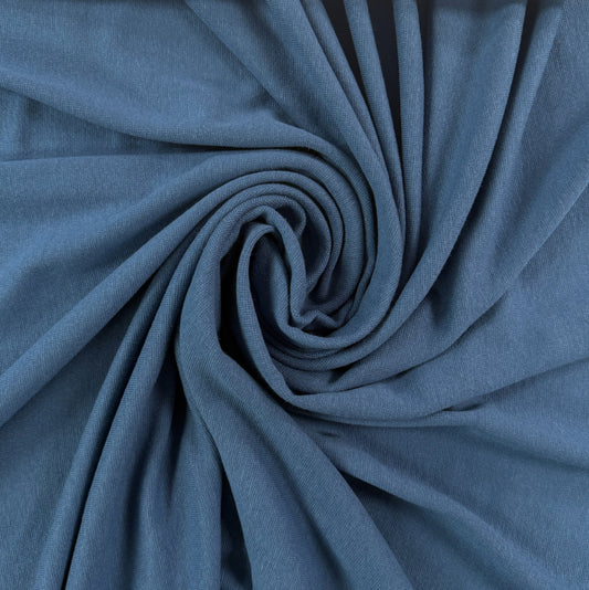 Bamboo Cotton 1x1 Rib Knit - Vintage Blue