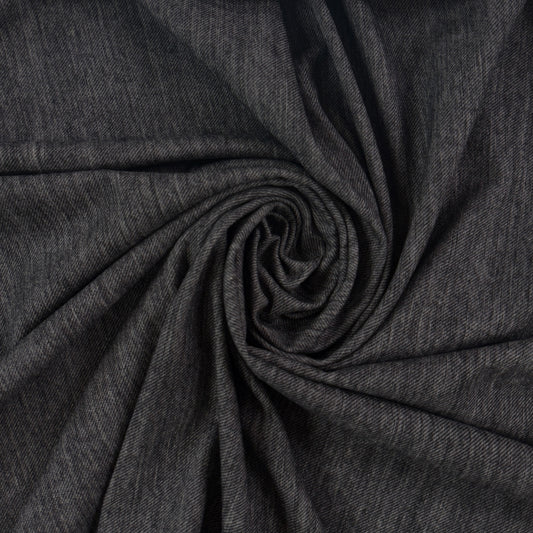 Virgin Wool & Cotton Twill Jersey - Heathered Charcoal - Italy Designer Deadstock