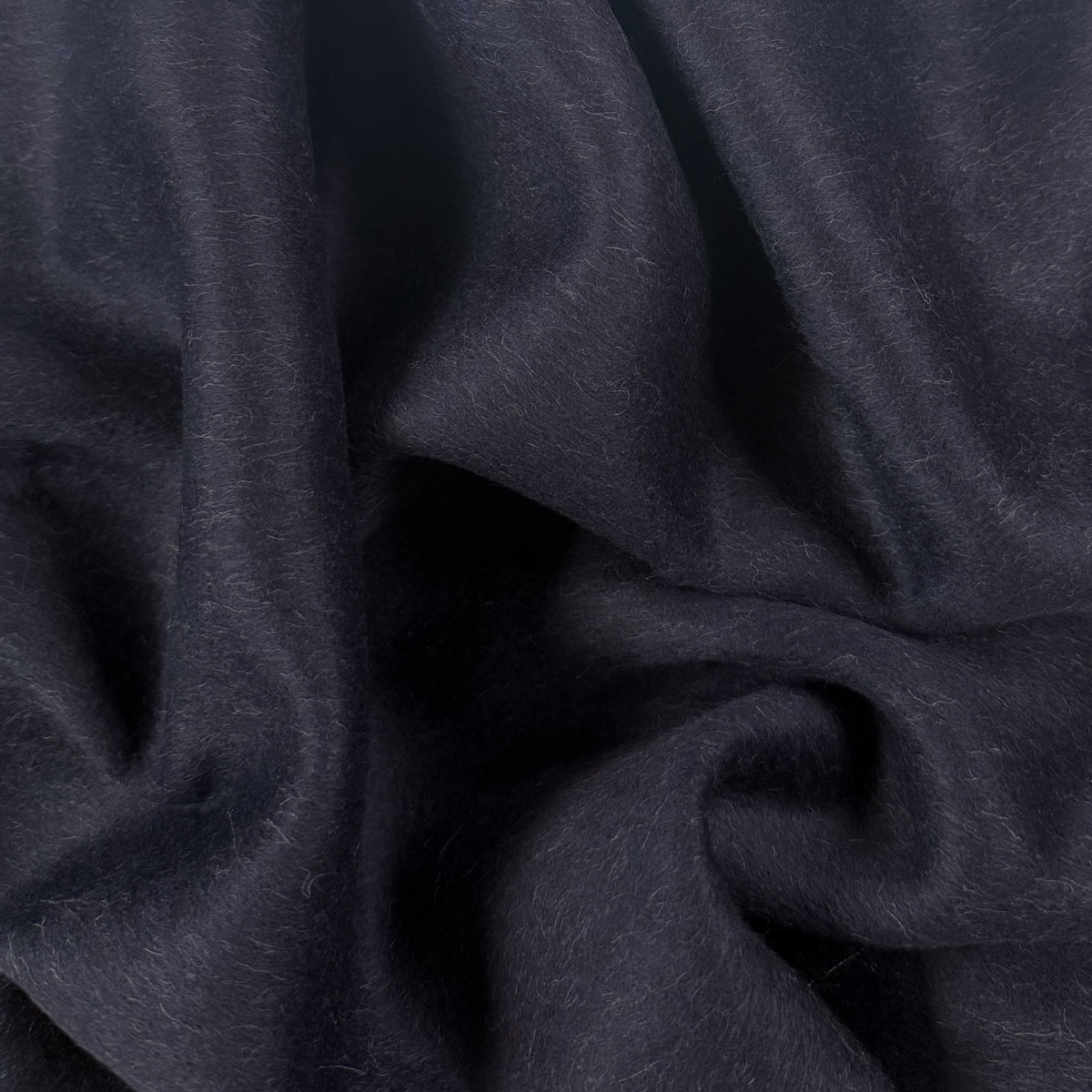 Reversible Ultrasoft Brush Mohair Wool Coating - Navy & Grey - Designer Deadstock
