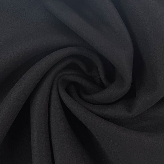 100% Cashmere Double Cloth Splittable Coating - Black - Designer Deadstock - Made in Italy
