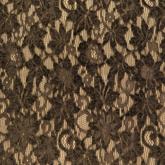 Stretch Chenille Lace - Chocolate Brown