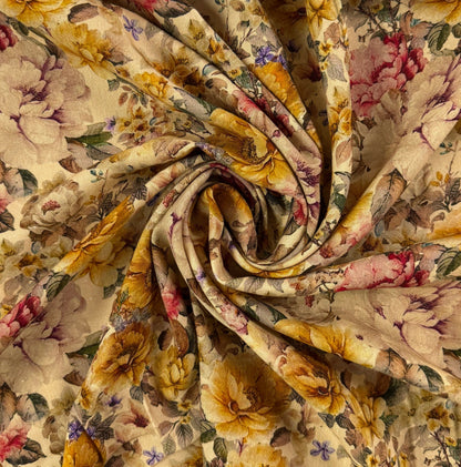 Rayon Linen Rivera Slub - Golden Florals