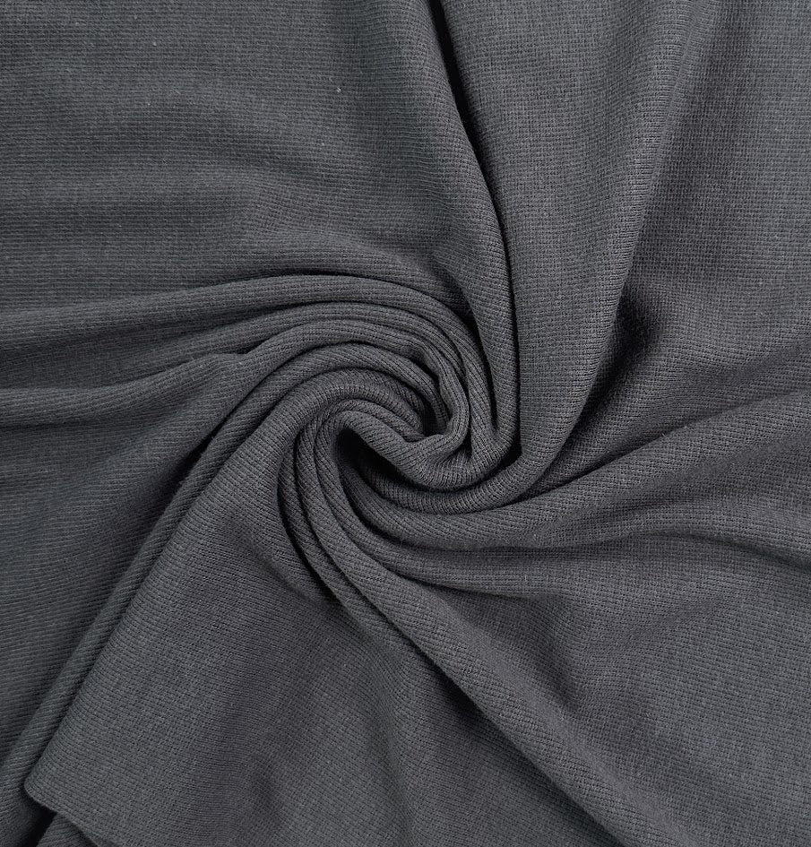 Raven Rib Bamboo Cotton Rib 2x2 - Raven - Ribbed Knit – Riverside Fabrics
