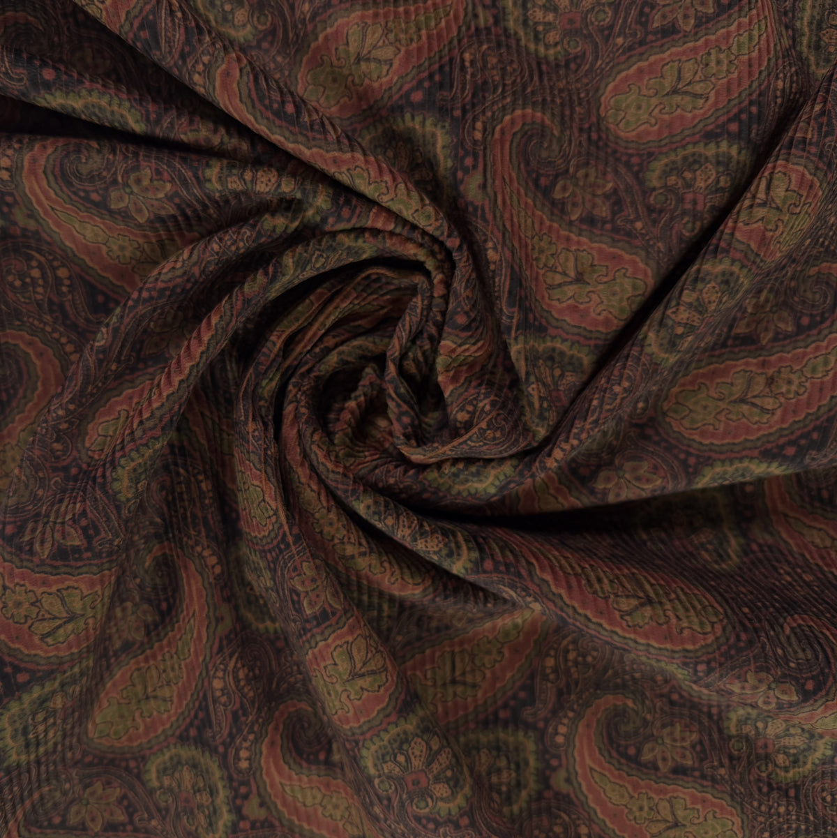Stretch Cotton Corduroy - Brown Paisley - Designer Deadstock