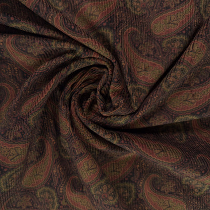 Stretch Cotton Corduroy - Brown Paisley - Designer Deadstock