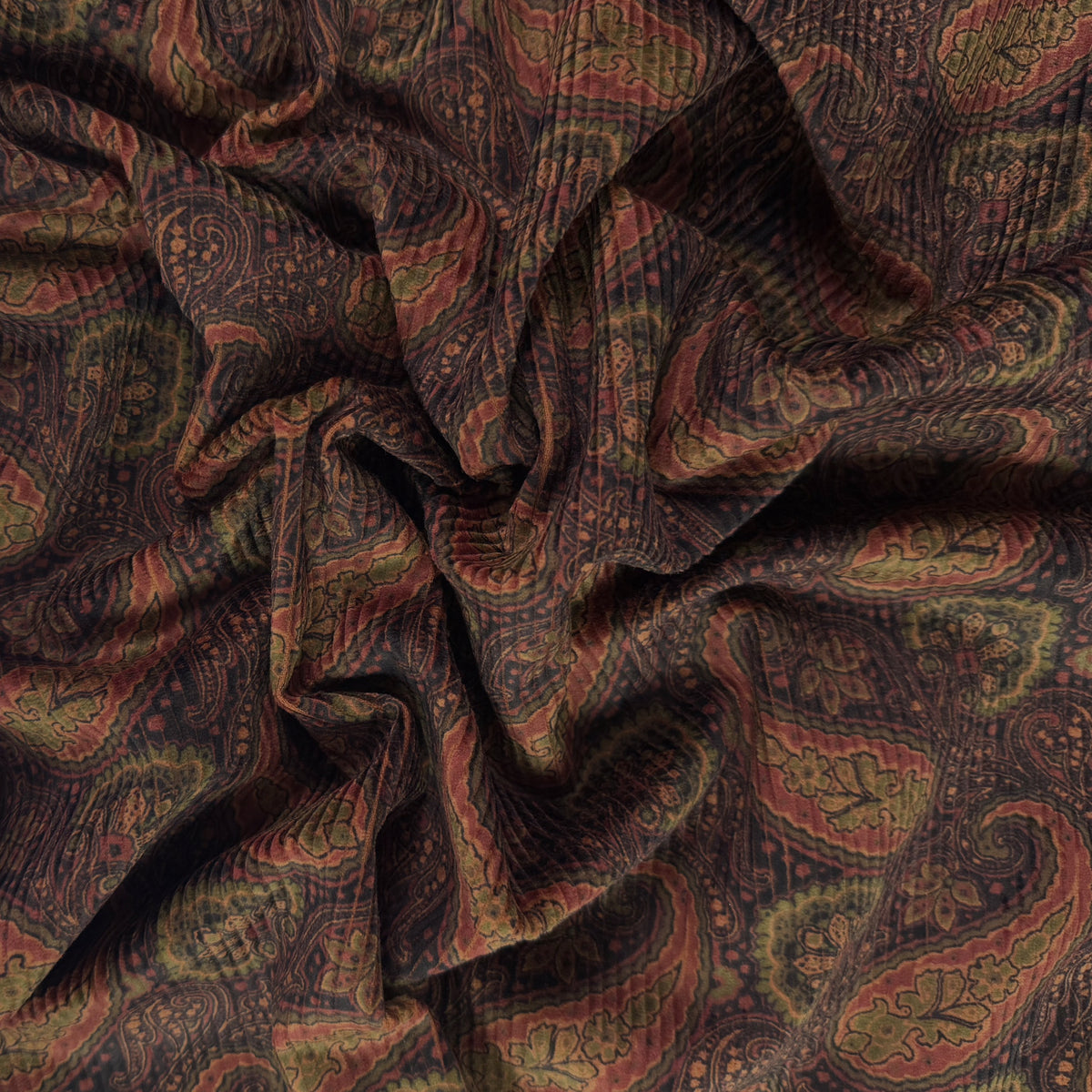 Stretch Cotton Corduroy - Brown Paisley - Designer Deadstock