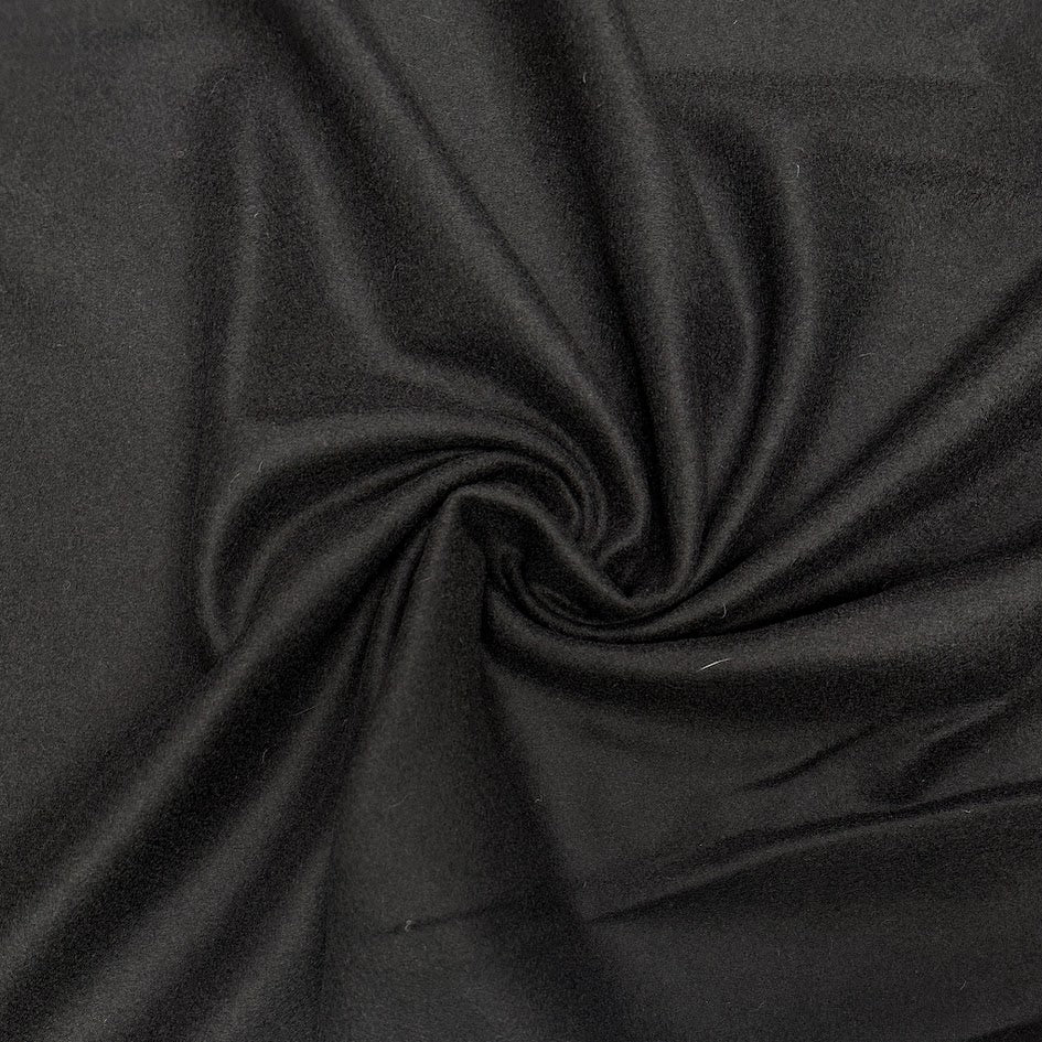 Wool / Poly Coating Fabric - Black - Deadstock Fabric