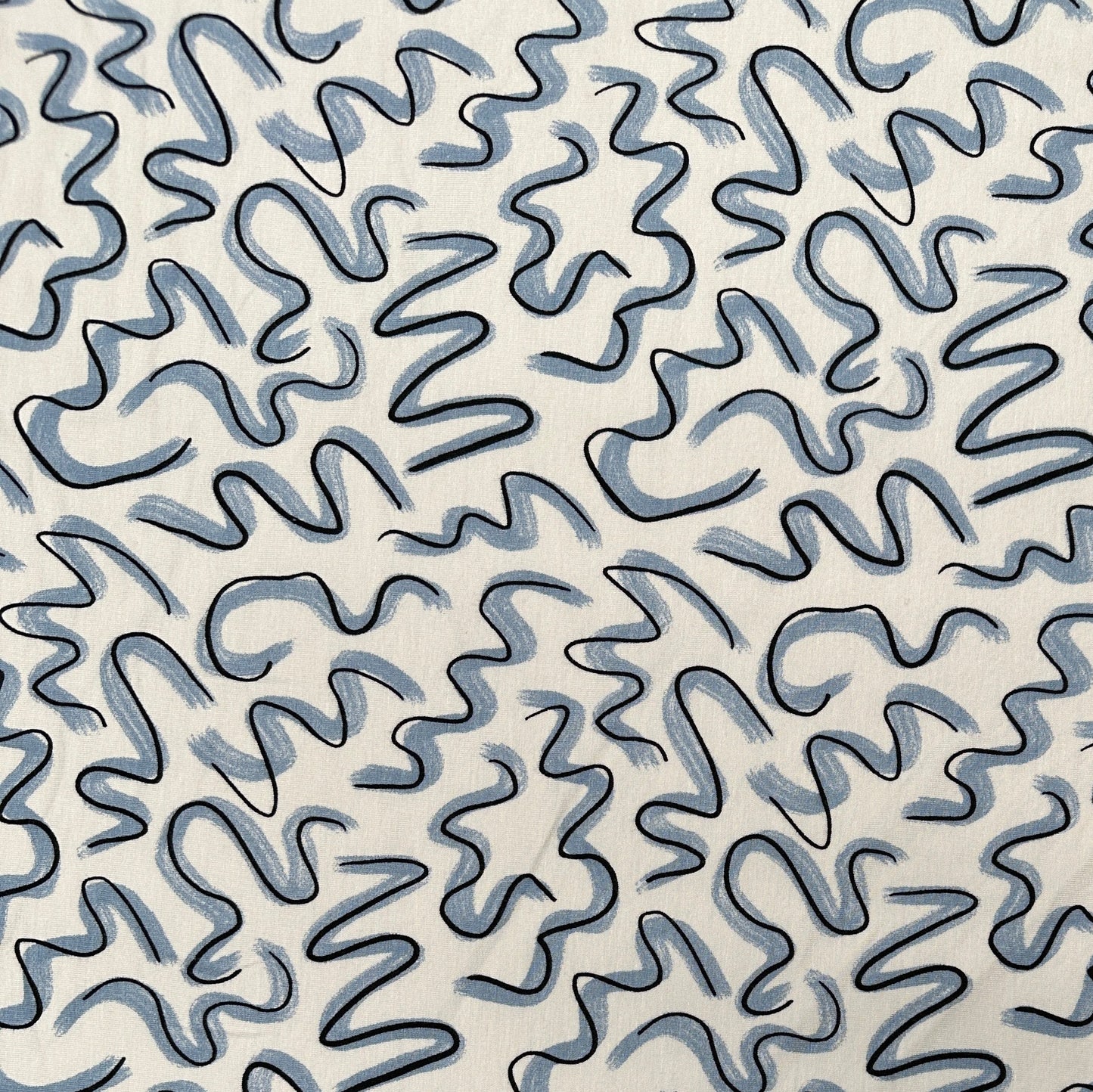 Squiggles - Denim - Bamboo Cotton French Terry