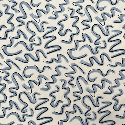 Squiggles - Denim - Bamboo Cotton French Terry