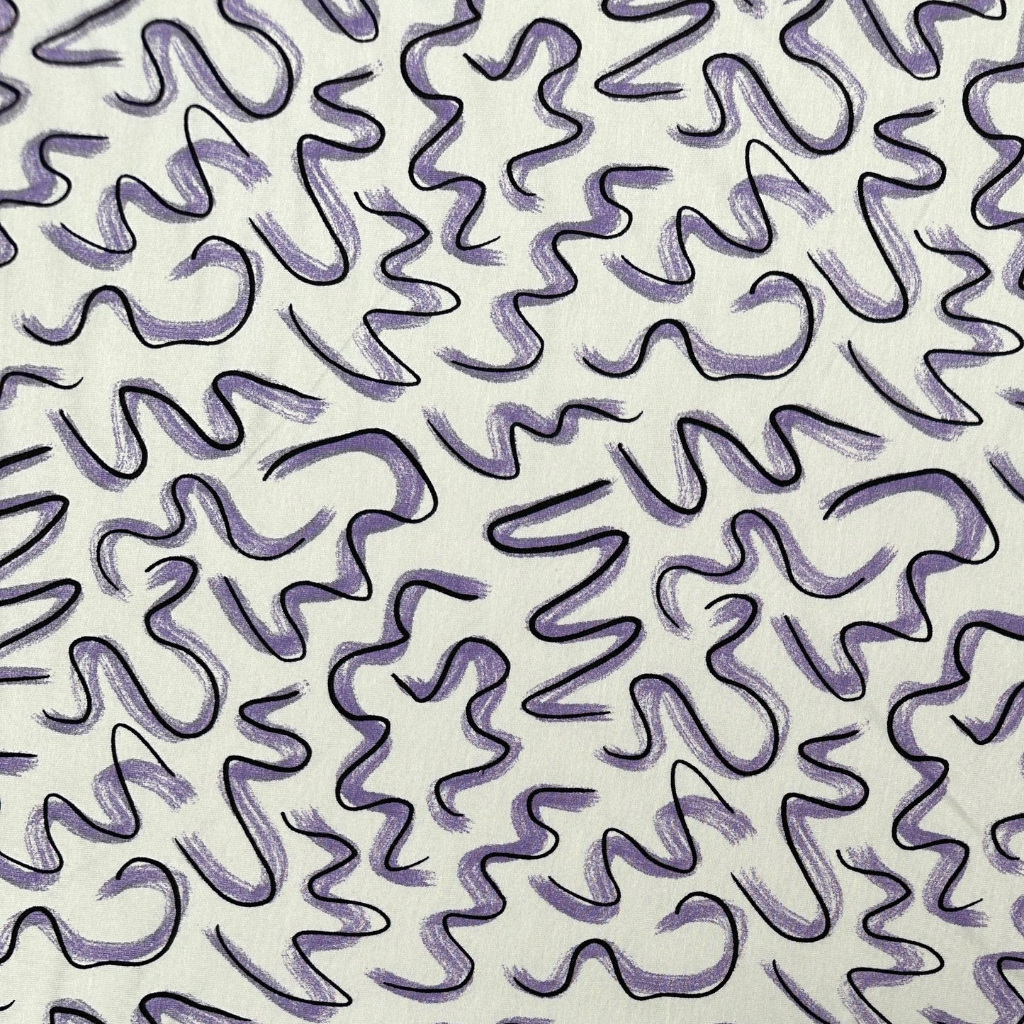 Squiggles - Violet - Bamboo Cotton French Terry