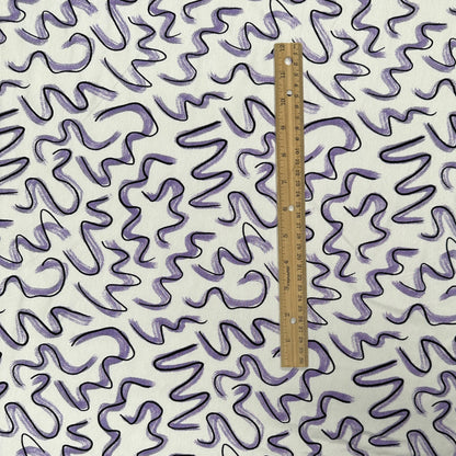 Squiggles - Violet - Bamboo Cotton French Terry