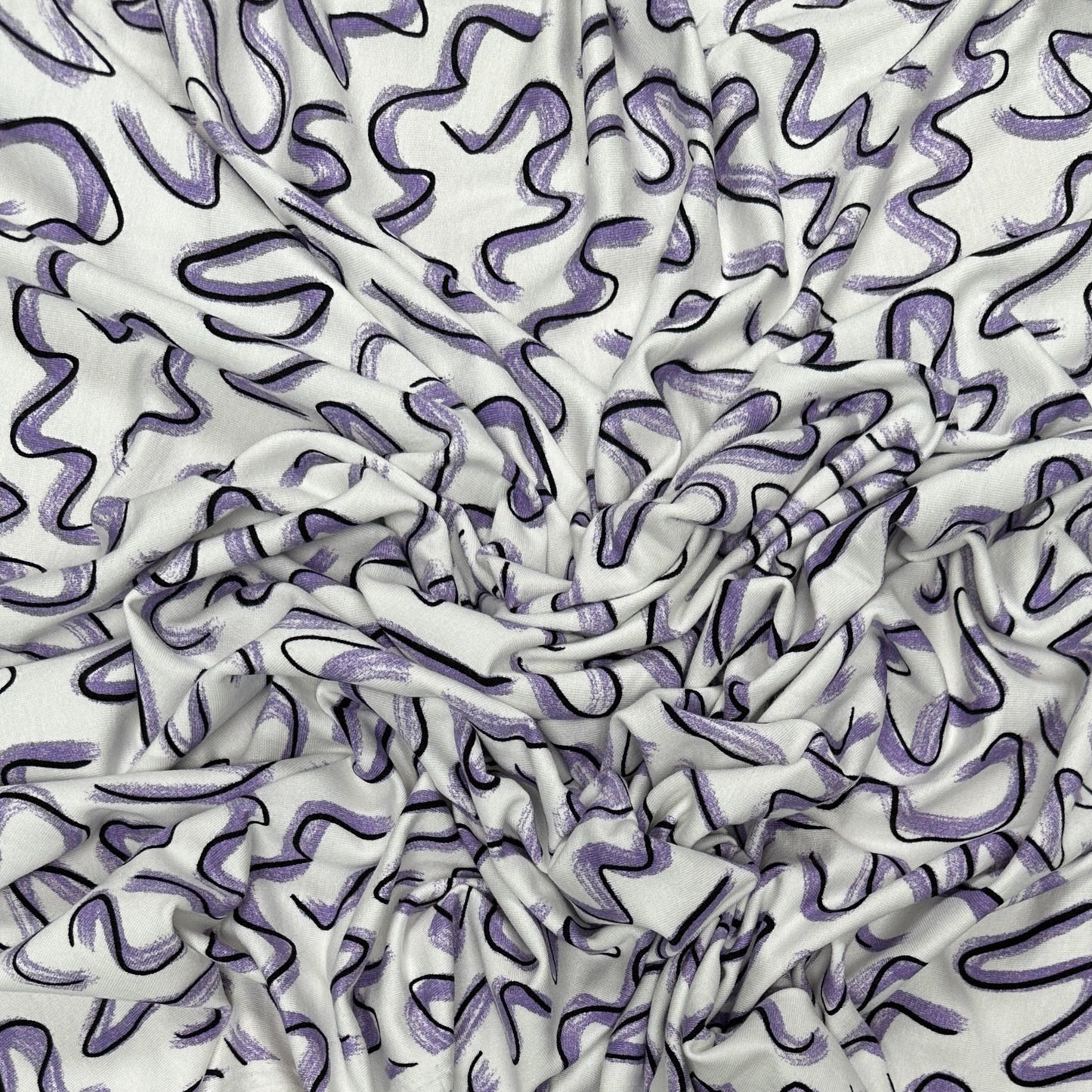 Squiggles - Violet - Bamboo Cotton French Terry