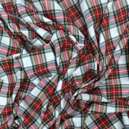 Red & Ivory Bamboo Cotton Yarn Dyed Plaid