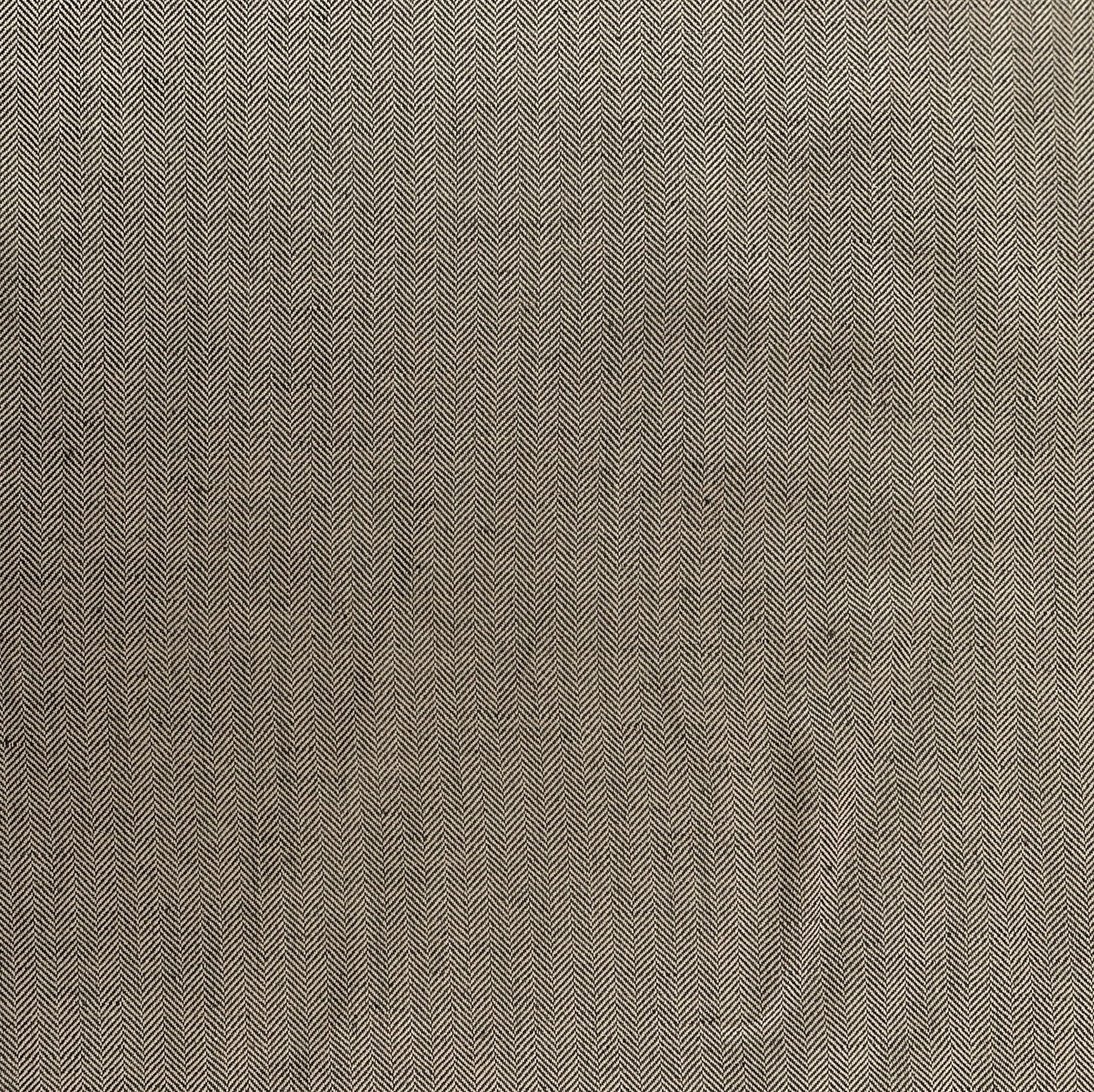 Yarn Dyed Cotton Herringbone Twill - Dark Grey & Beige - Deadstock