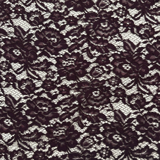 Corded Floral Lace - Nylon Cotton - Eggplant