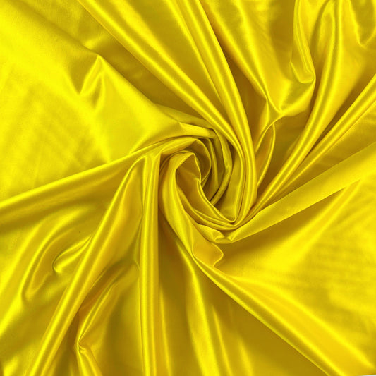 Lemon Yellow - Silk & Wool Crepe Satin - Designer Deadstock