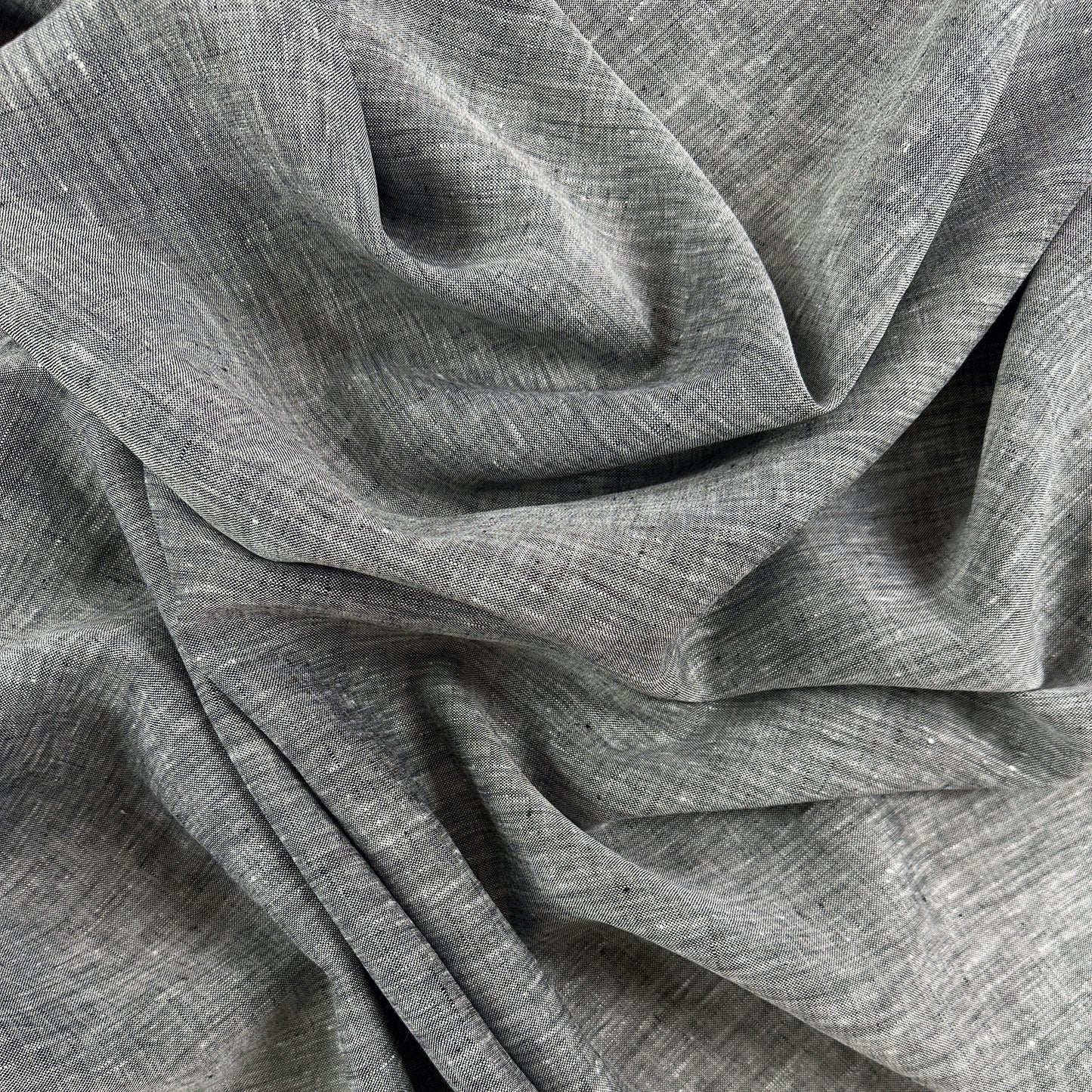 Yarn Dyed 100% European Linen Plaid - Heathered Black & White - 60"