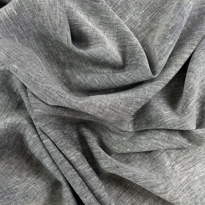 Yarn Dyed 100% European Linen Plaid - Heathered Black & White - 60"