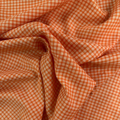 Yarn Dyed European Linen Check - Orange & White Check - 59"