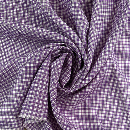 Yarn Dyed European Linen - Check - Purple & White Check - 59"