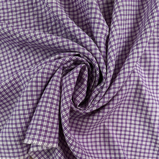 Yarn Dyed European Linen - Check - Purple & White Check - 59"