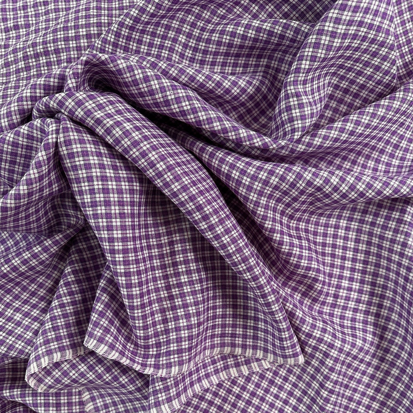 Yarn Dyed European Linen - Check - Purple & White Check - 59"