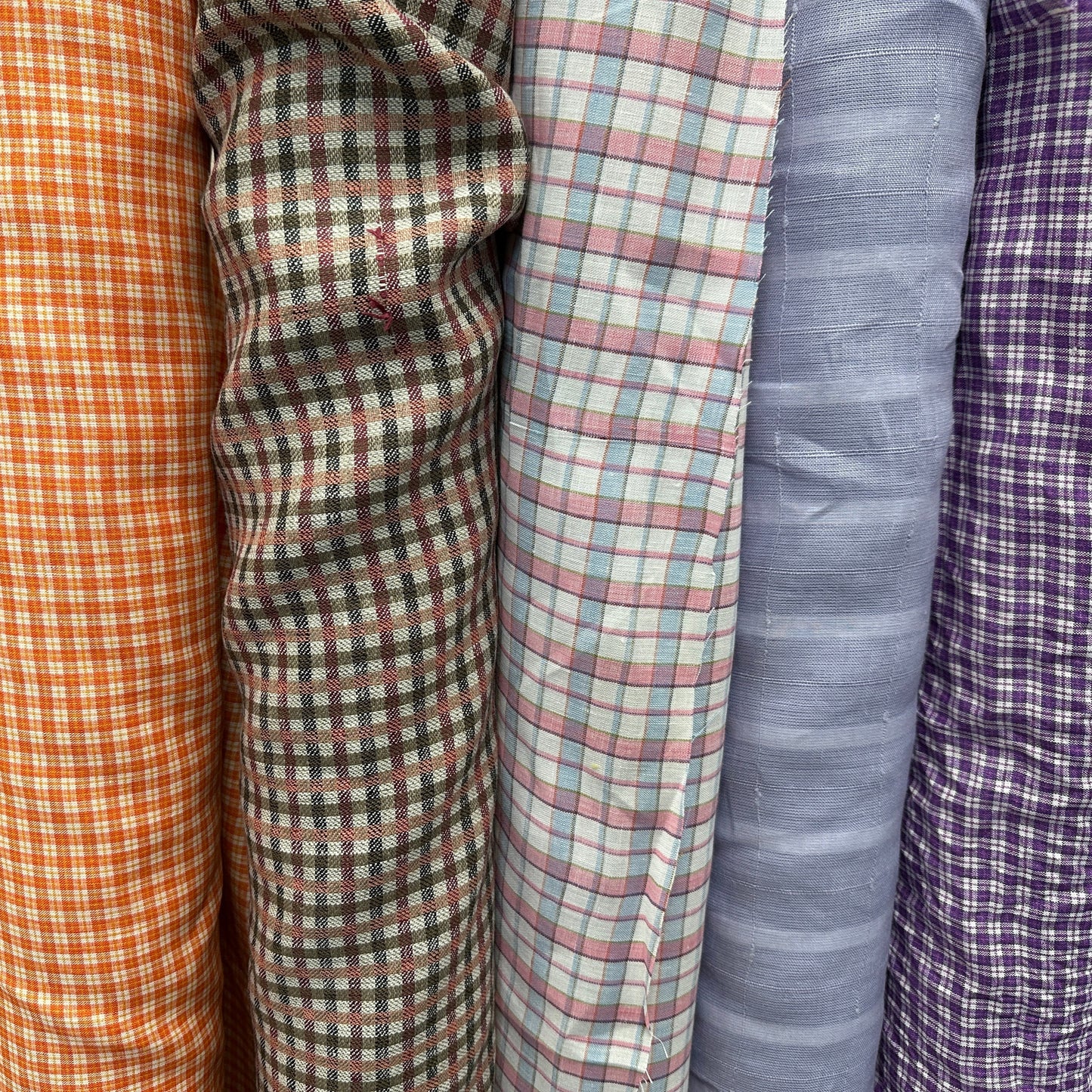 Yarn Dyed European Linen Check - Orange & White Check - 59"