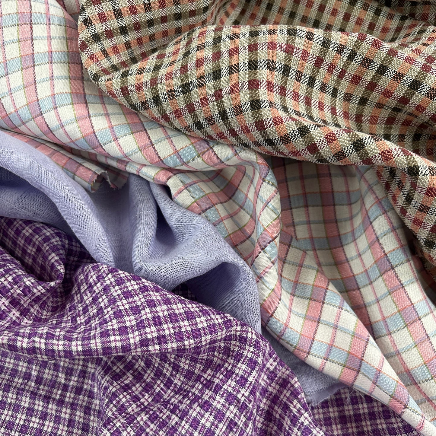 European Linen Plaid - Light Purple Check - 60"