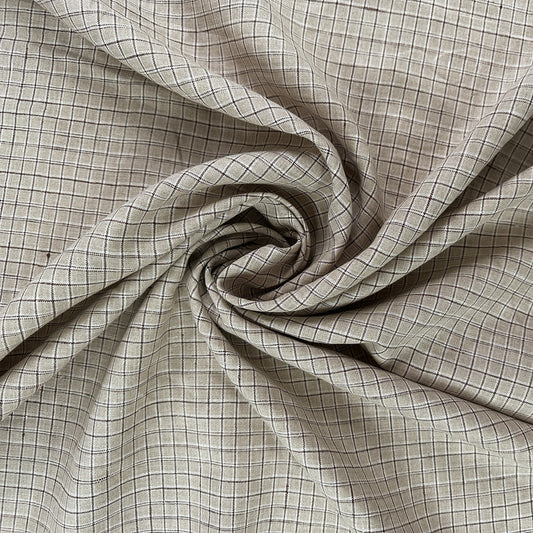 Yarn Dyed Beige Check - Cotton / Linen - Film Studio Deadstock