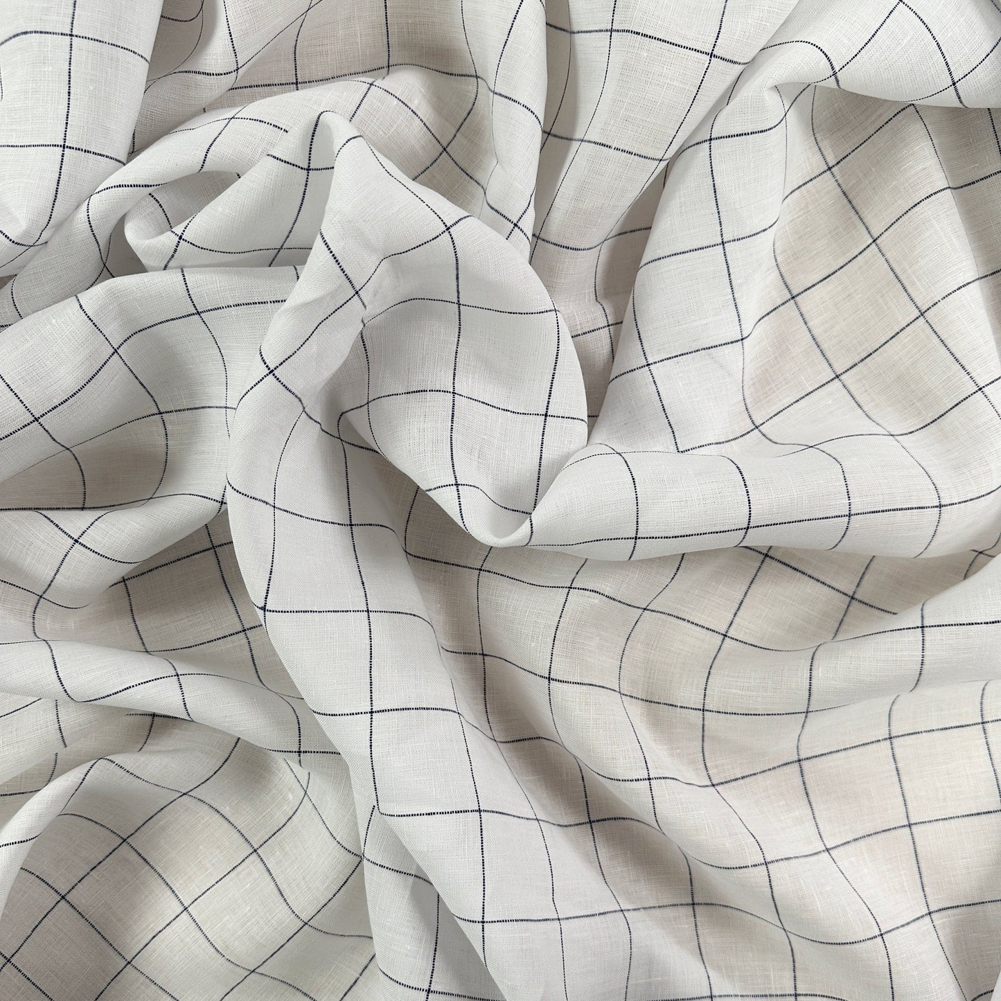 Mistral Yarn Dyed Linen Check - White & Ink