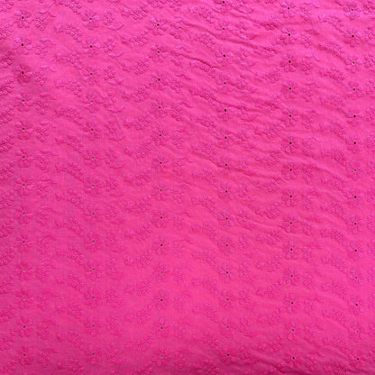 Floral Vines - Fuchsia - Cotton Eyelet Embroidery