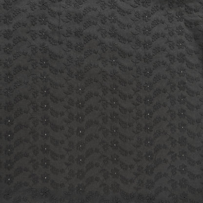 Floral Vines - Black - Cotton Eyelet Embroidery