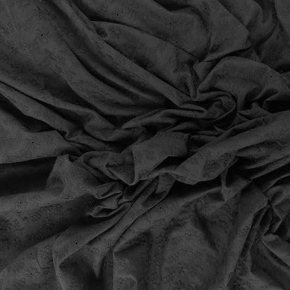 Floral Vines - Black - Cotton Eyelet Embroidery