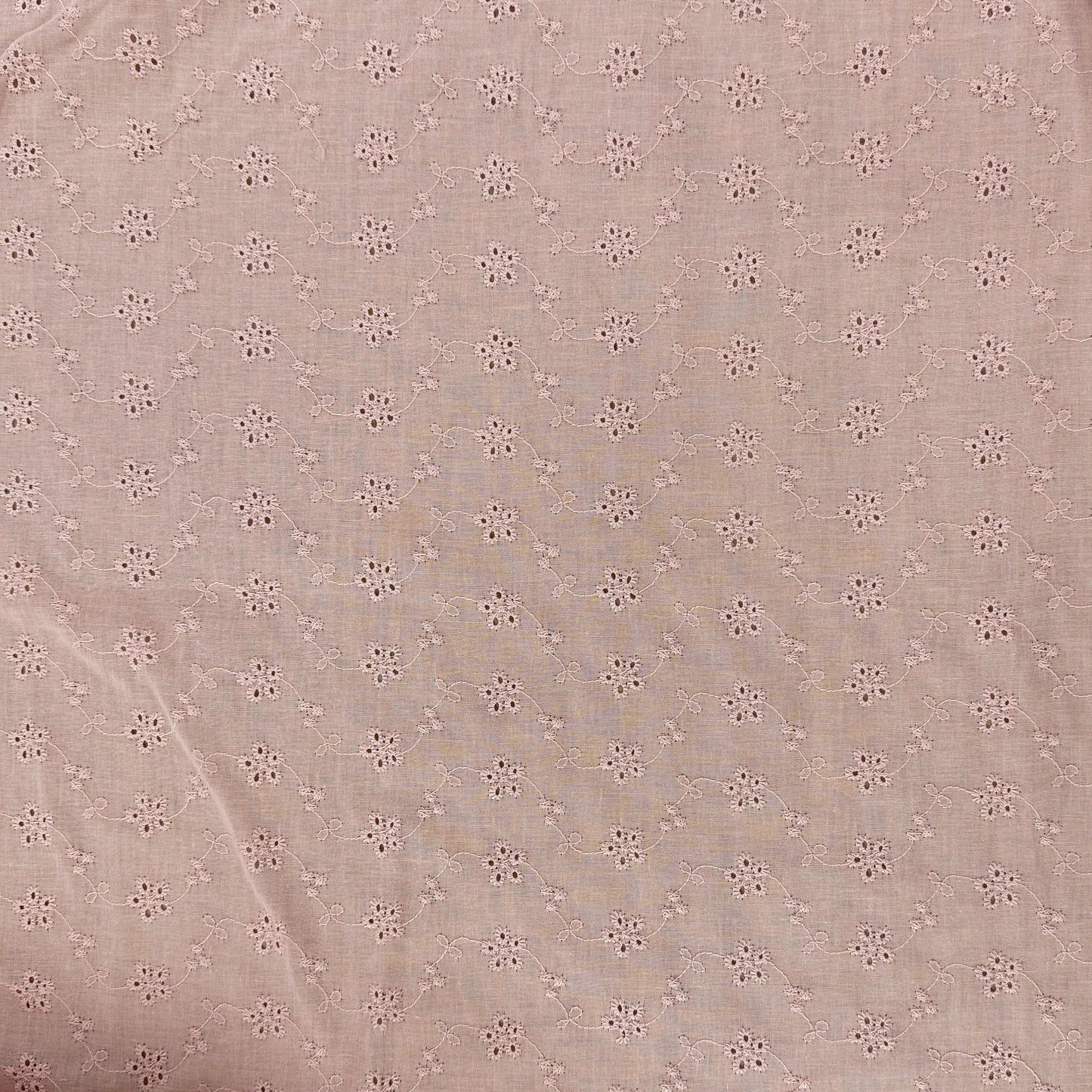 Embroidered Eyelet Cotton Voile - Flower Vines - Baby Pink
