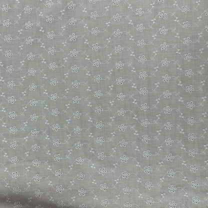 Embroidered Eyelet Cotton Voile - Flower Vines - Ivory