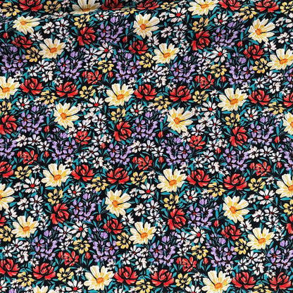 Red & Yellow Floral - Viscose Rayon Challis