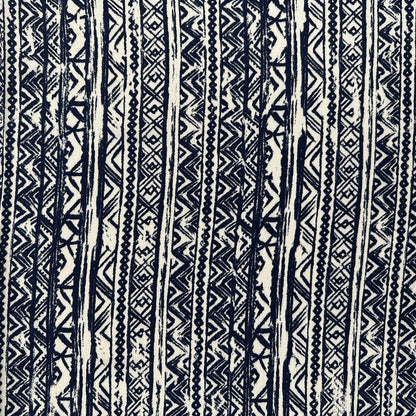 White & Navy Batik - Viscose Rayon Crepon