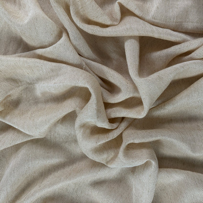 Linen Blend Yarn Dyed Fabric - Beige & White - Deadstock