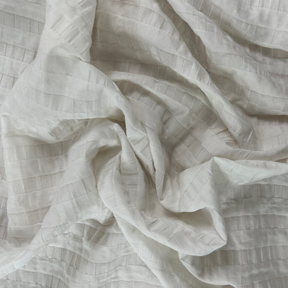 Pleated Stripe Cotton on Organza Base - Off White - Film Studio Deadstock