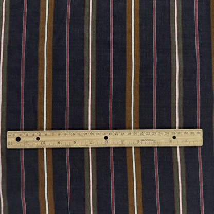 Navy Verona Stripe - Rayon Cotton Voile