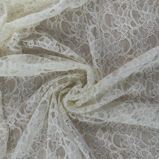 Corded Floral Lace - Nylon Cotton - Ivory